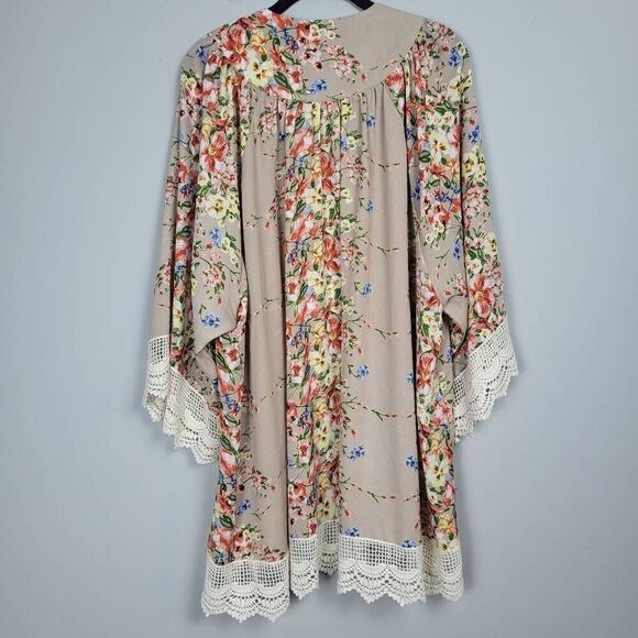 Umgee Womens Floral Kimono S/M Cover Up Lace Boho Oversized Open Front Relaxed - Picture 2 of 7